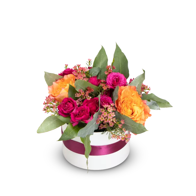 Box oranžových růží